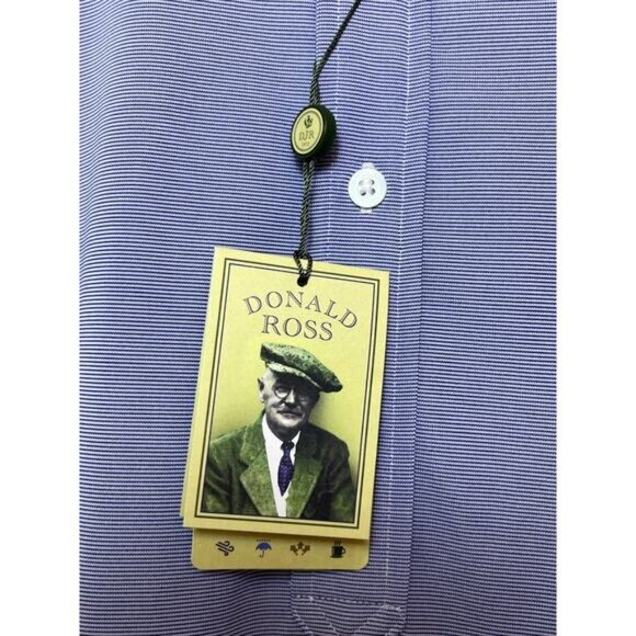 Donald Ross Men L Short Sleeve Golf Polo Blue/White Pinstripe NWT - Picture 5 of 8